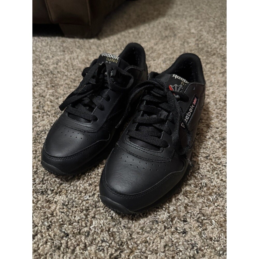 Reebok Classic Leather Black Sneakers Women’s 7.5 Triple Black Athletic Shoes